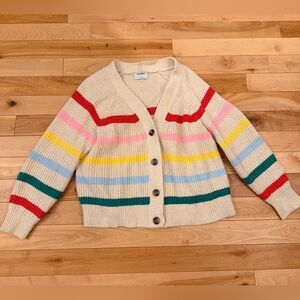 Old Navy Brushed Striped Shaker-Stitch Cardigan Sweater